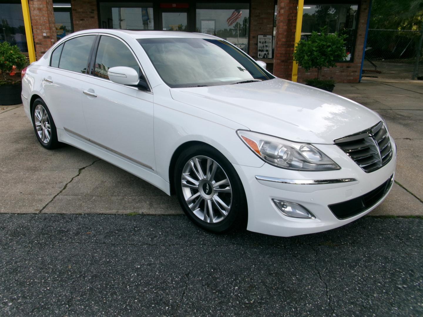 2012 White /Tan Leather Hyundai Genesis 4.6L (KMHGC4DF0CU) with an 4.6L V8 DOHC 32V engine, Automatic transmission, located at 3120 W Tennessee St, Tallahassee, FL, 32304-1002, (850) 575-6702, 30.458841, -84.349648 - Used Car Supermarket is proud to present you with this loaded immaculate 2012 Genesis Luxury Sedan 4.6L with leather, sunroof, Navigation and low miles. Used Car Supermarket prides itself in offering you the finest pre-owned vehicle in Tallahassee. Used Car Supermarket has been locally family owned- Photo#0